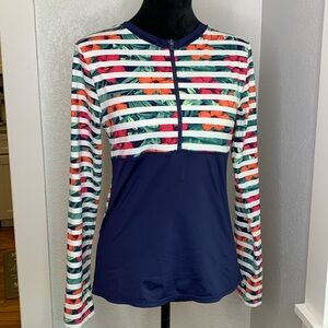 Tommy Bahama Navy and Multicolor Striped Swim Top